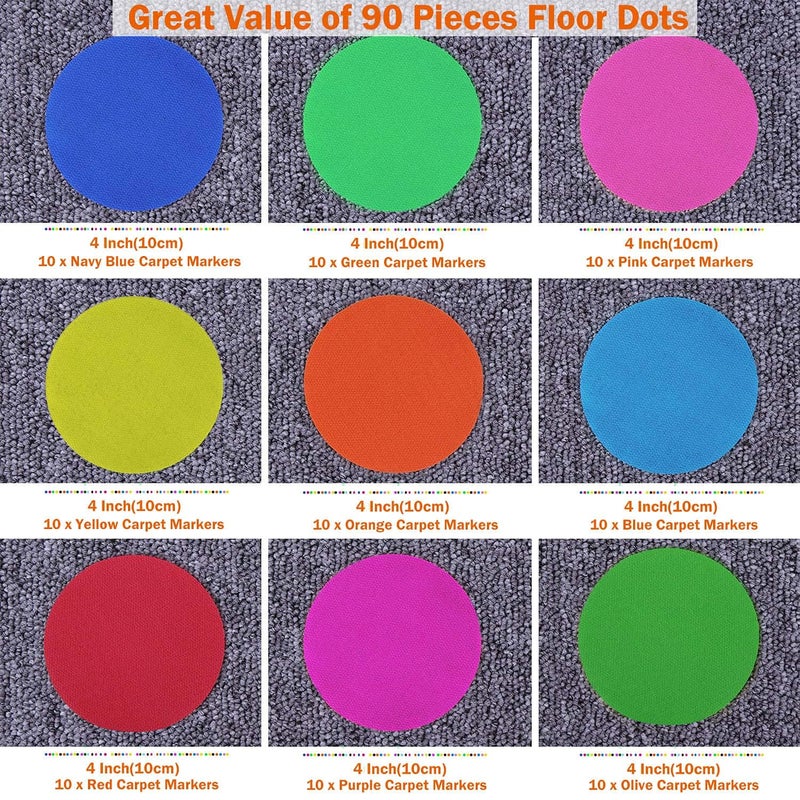 shynek 90 Pcs Carpet Markers Floor Dots, Shynek Carpet Dots for Classroom Carpet Markers for Teacher Supplies Elementary School Kindergarten Daycare Classroom Decoration - Image 2